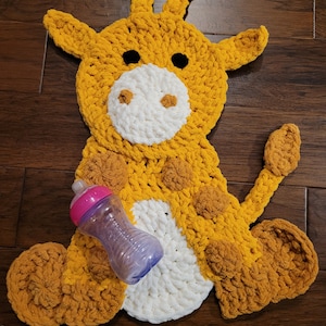New Giraffe Crochet Baby Toddler Security Lovey Blanket Afghan Animal Sensory Fidget Tag Cuddle Buddy