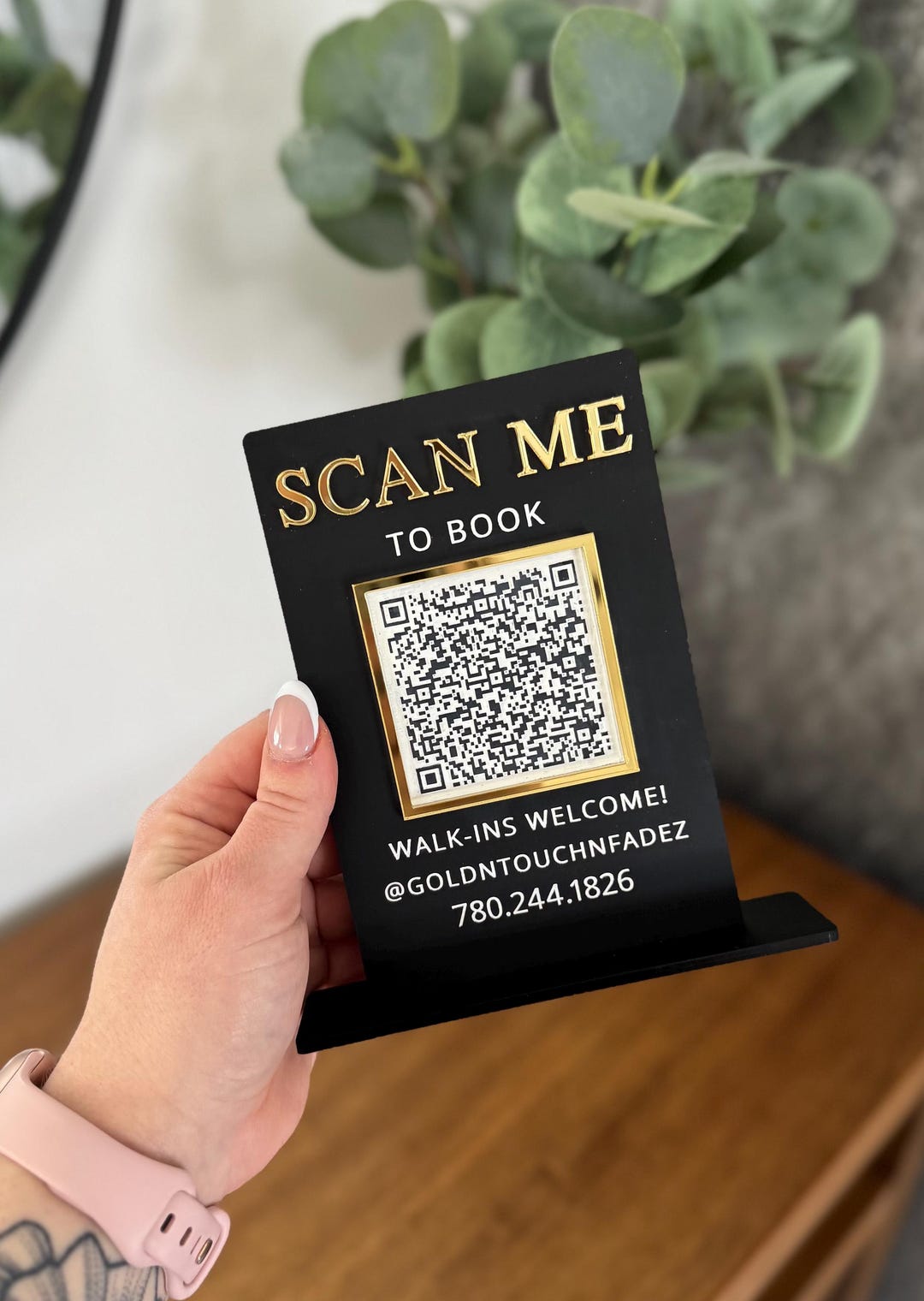 QR Code Display Sign | Social Media QR Code Stand | Custom Business ...