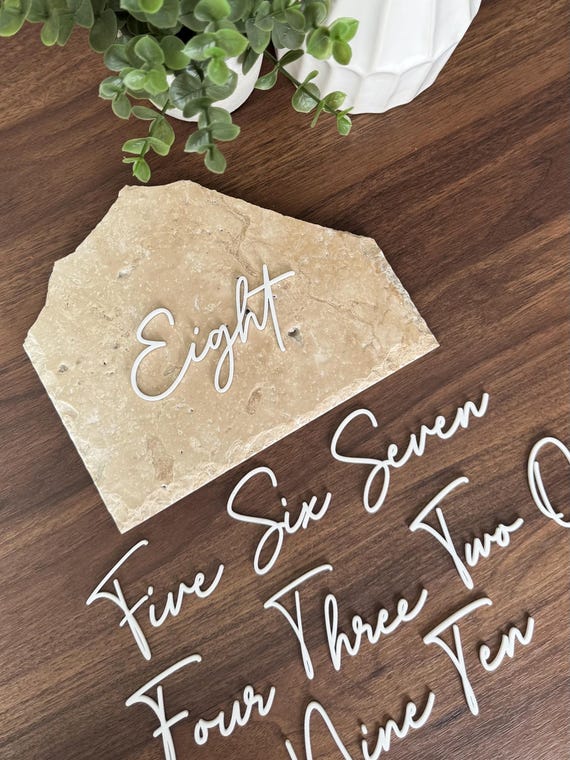 Acrylic Table Numbers for Stone Decor: DIY Wedding Centerpieces