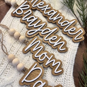 Stocking Tags | Modern Minimal Stocking Tag | Christmas Tag | Laser Cut Stocking Tag | Personalized Stocking Tag | Neutral Stocking Tag