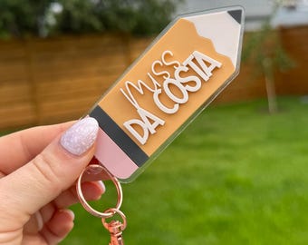 Llavero de lápiz acrílico personalizado / Regalo para profesores