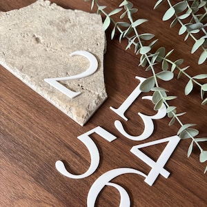 Acrylic Table Numbers for Stones |  DIY Wedding Decor | Wedding Table Numbers | Modern Stone Number Signs | Travertine Marble Decor |