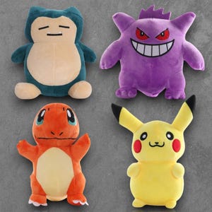 Pokemon Plushies | Pikachu, Gengar, Charmander, Snorlax, Anime, Cute, Kawaii, Ash, Cute, Soft, Plush, Cartoon Merch, Fan article, Toy |