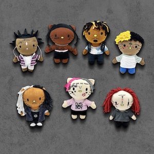 Peluches artiste rappeur Hello Kitty | Travis Scott, femmes, LilPeep, Juice Wrld, Lil Uzi, Trippie Redd, Ken Carson, le rappeur Sanrio Merch