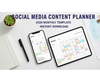 2026 Social Media Content Calendar | Digital Planner (PDF Pattern)