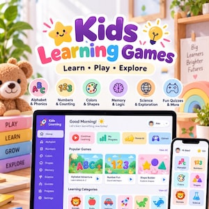 Juegos interactivos de aprendizaje para niños, actividades educativas para preescolar y jardín de infancia (descarga digital)