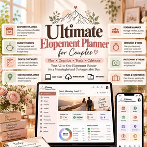 Ultimate Elopement Planner, Interactive HTML Wedding Organizer (Digital Download)