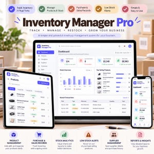 Inventory Manager Pro HTML Template | Stock Tracker Dashboard (Digital Download)