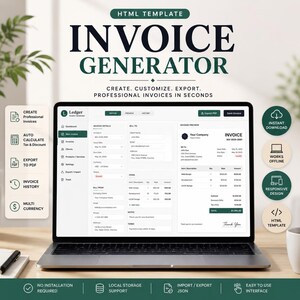 Invoice Generator | Small Business Billing Tool (PDF Export) | HTML Template