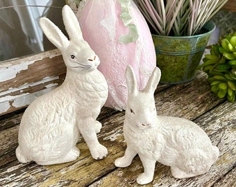 Vintage Mica Glitter Bunny Rabbits by Dee Foust for Bethany Lowe Designs Spring Easter Holiday Collectables  ~ Country Cottage Home Decor