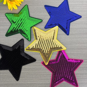 Remendo em forma de estrela, remendo de glitter, remendo de glitter em forma de estrela, remendo de ferro, remendo de jaqueta