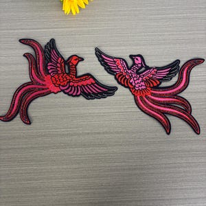 Écusson brodé phénix rouge avec perles, écusson pour vêtements, écusson pour décoration de robe
