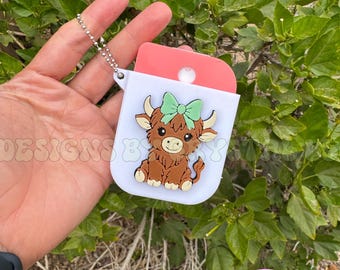 Highland Cow Hand Sanitizer Holder Keychain- 3D Printed