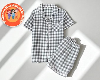 Damespyjama met korte mouwen | Leuke zomerloungewearset | Button-down top met short | Comfortabele nachtkleding-outfit voor thuis