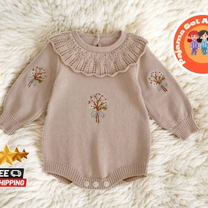 Autumn Baby Girl Bodysuit | Embroidered Knit Sweater Jumpsuit | Cotton One-Piece Outfit | Toddler Clothing 3M-3Y | Infant Fashion