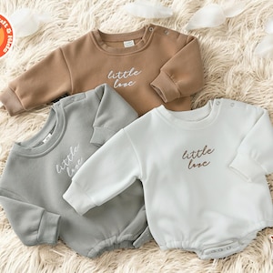 Pelele para bebé niño y niña / Diseño de letras bordadas / Algodón suave, mangas largas y cortas / Cómodo conjunto para bebé / Tallas 3-24 meses