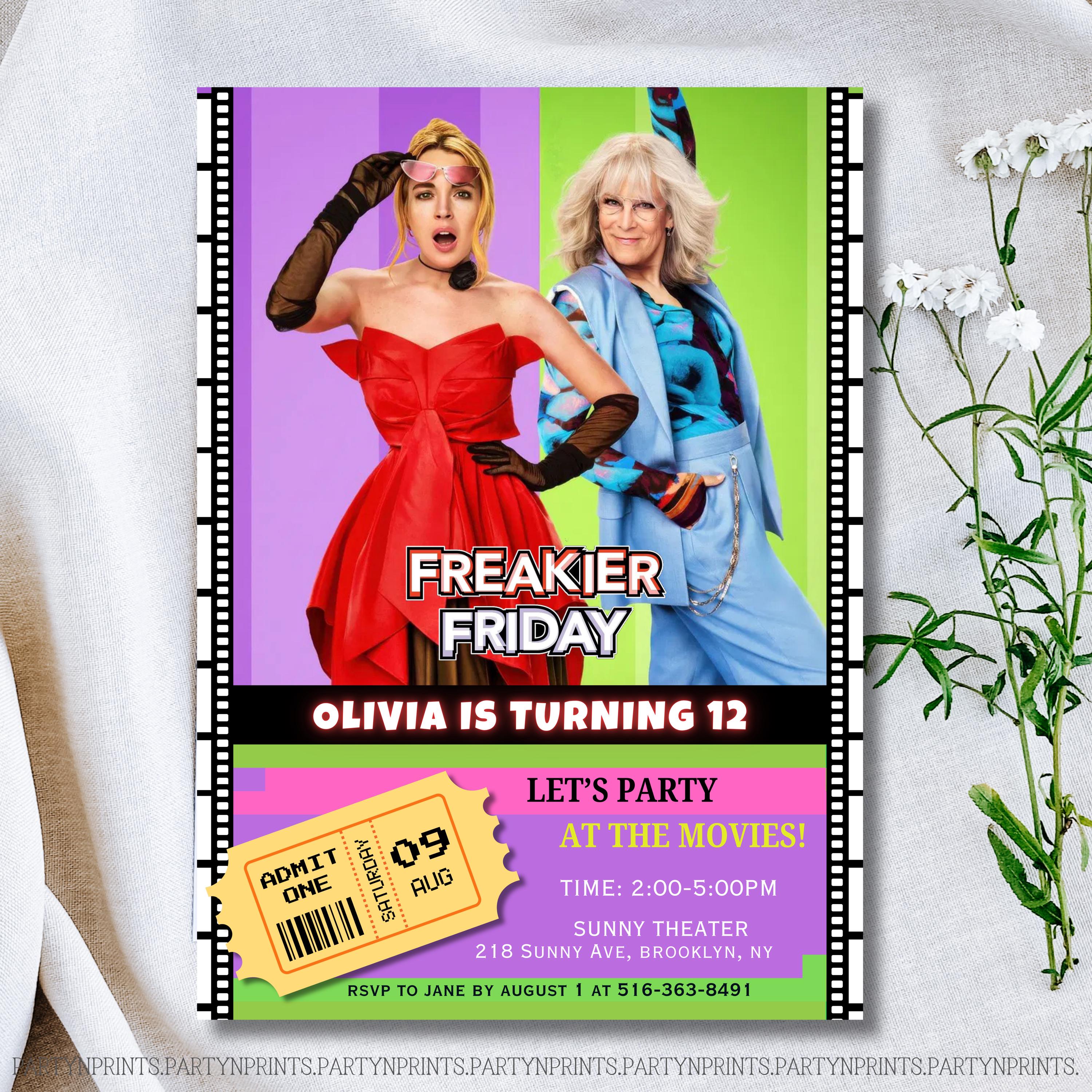 Editable Freakier Friday Movie Ticket Birthday Party Invitation, Freakier Friday Movie 2025 Ticket Invitation, Freakier Friday Party Invite
