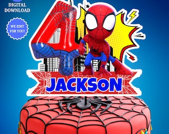 Personalized Spidey Birthday Cake Topper, Custom Spidey Cake Topper, Spidey Kids Centerpiece, Amazing Friends Printable Cake Topper, Digital