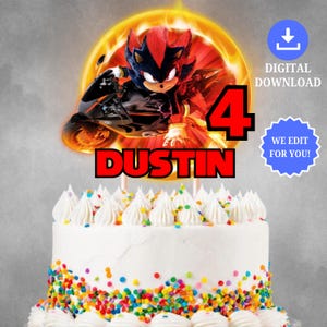 Personalized Shadow the Hedgehog Birthday Cake Topper, Custom Shadow Cake Topper, Sonic Centerpiece, Sonic Printable Cake Topper, Digital