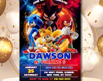 Editable Sonic 3 Invitation,Sonic 3 Birthday Template,Sonic Birthday Invitation, Editable Kids Birthday Invitation,Shadow,Sonic the Hedgehog