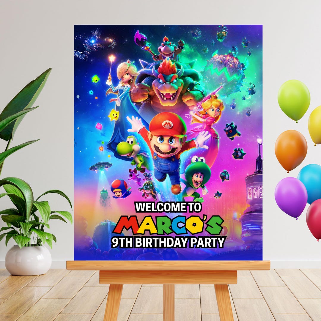 Mario Welcome Sign Editable Mario Galaxy Welcome Sign, Super Mario Galaxy Banner ...