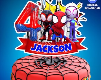 Personalized Spidey Kids Birthday Cake Topper, Custom Spidey and His Amazing Friends Cake Topper, Superhero Spidey Printable Topper, Digital