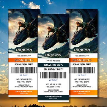 Editable How To Train Your Dragon Movie Ticket Birthday Invitation, Dragon Movie Ticket Invitation,How To Train Your Dragon Movie Party 2025
