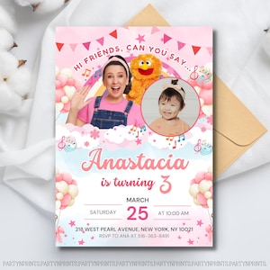 Editable Ms Rachel Birthday Invitation, Ms Rachel Party Invite Template, Ms Rachel Printable Invitation, Ms Rachel Kids Pink Birthday Party