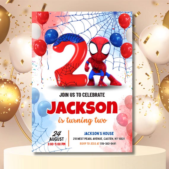 Editable 2nd Spidey Birthday Invitation, Spidey Kids Birthday Invitation, Amazing Friends 2nd Birthday Party, Superhero Bday Invite Template