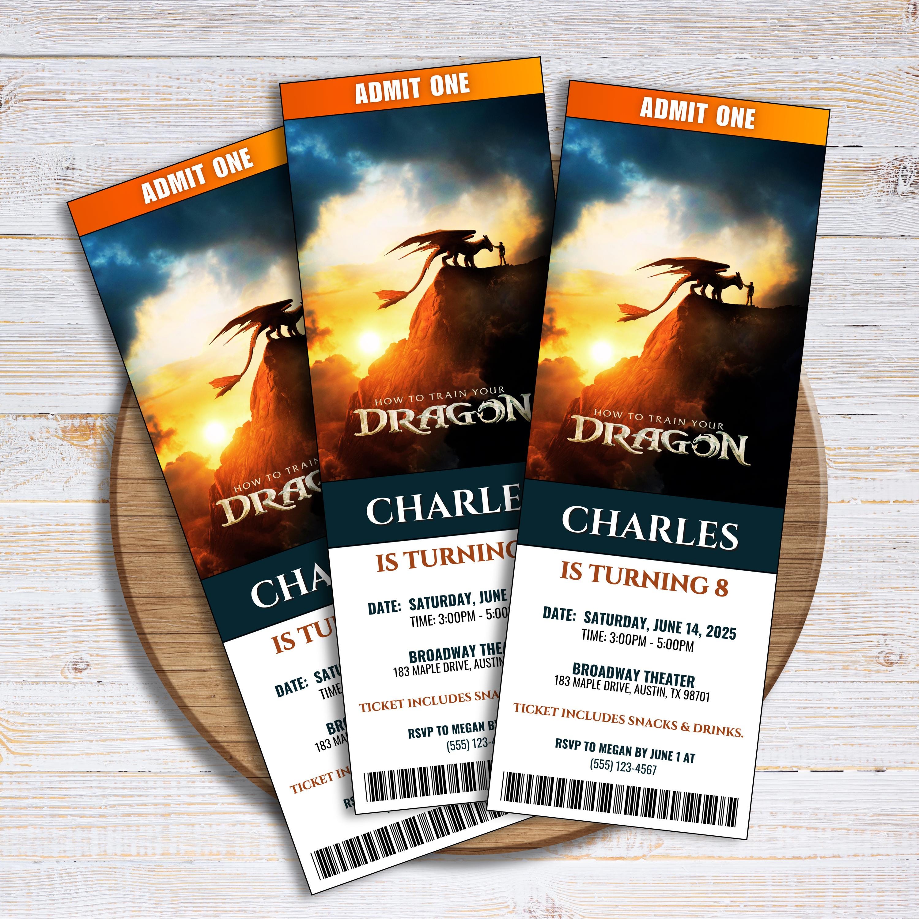 Editable How To Train Your Dragon Movie Ticket Birthday Invitation, Dragon Movie Ticket Invitation,How To Train Your Dragon Movie Party 2025