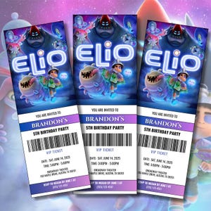Bewerkbare Elio Movie Ticket uitnodiging voor verjaardagsfeestje, Elio Movie Ticket uitnodiging, Elio Movie Party, afdrukbare, digitale Elio-uitnodiging