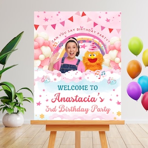 Editable Miss Rachel Welcome Sign, Ms Rachel Banner, Birthday Sign, Digital Invitation, Hop Little Bunnies, Ms Rachel Birthday Welcome Sign