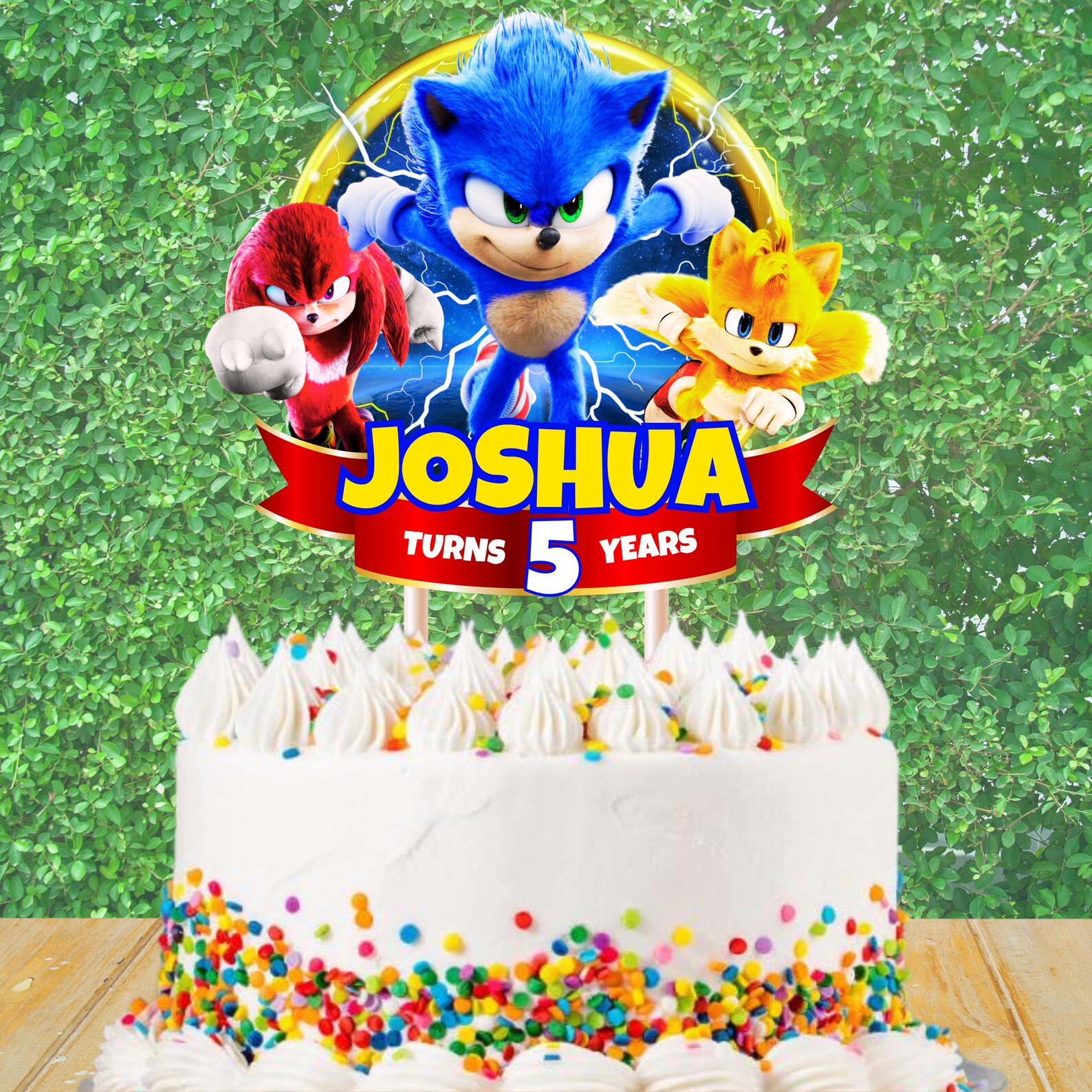 Editable Sonic Birthday Cake Topper, Custom Sonic Cake Topper, Sonic