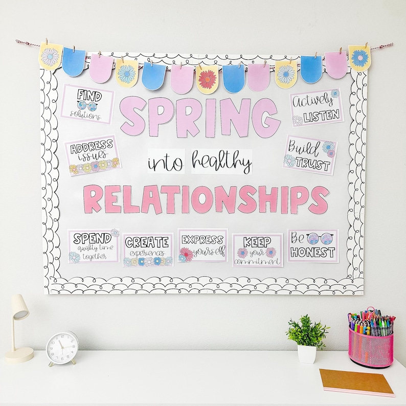 Spring Health Bulletin Board | Healthy Relationships - Etsy