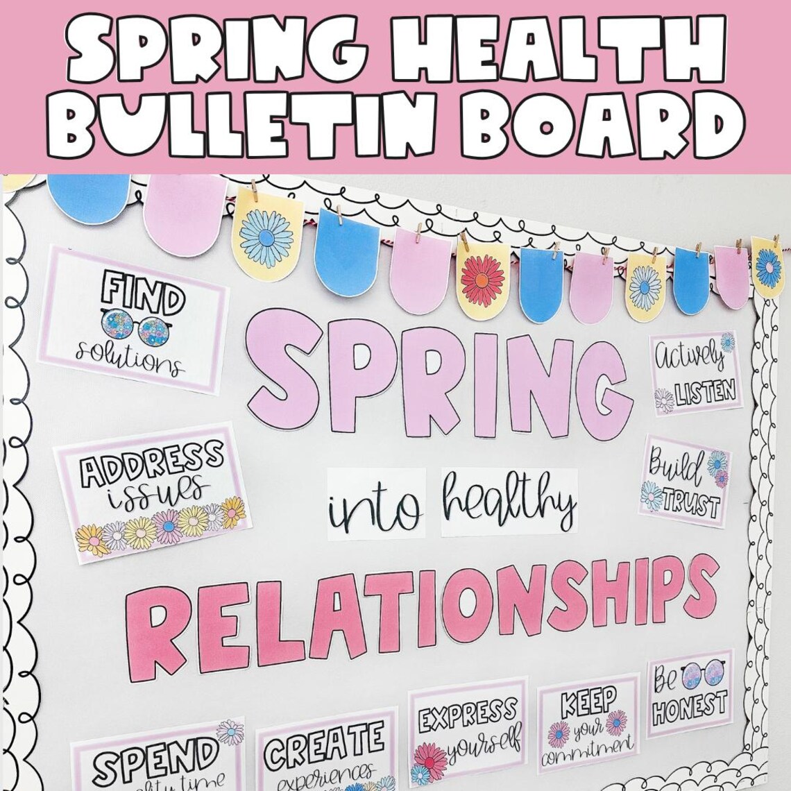 Spring Health Bulletin Board | Healthy Relationships - Etsy