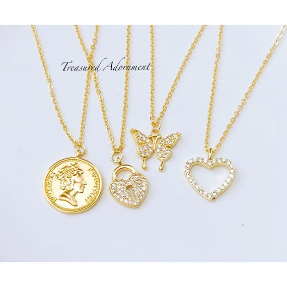 Heart Necklace, Open Heart, 18K Gold Plated Necklace, Cubic