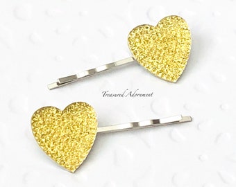 Champagne Heart Bobby pins, Pave style Flat Heart, Valentine's day Hair pins, Rhinestone Heart, Heart Hair clips, Valentine Outfit