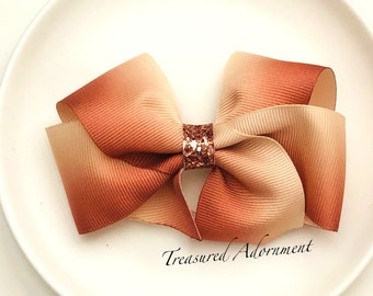 Hair Bow, Copper Ombre Bow, 4 inch, Boutique Bow, Baby Headband, Hair accessory, Baby Children Hair bow