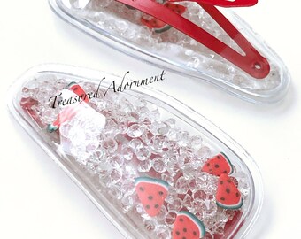 Shaker Snap clips, Watermelon Hair clip, Confetti filled Shaker Hair clips, Watermelon shaker, Children baby hair accessories