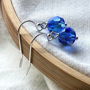 Swarovski Crystal Earrings, Sapphire AB,  Sterling Silver, Bridesmaids earrings, Birthday gift, Birthstone, Ramadan Eid Gift, Thank you gift