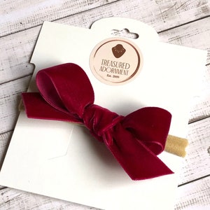 Wine Velvet Bow, Velvet Bow Headband, Velvet Bow Hairclip, Valentines Hair Bow, Valentines Day outfit, Baby Headband, Photography props