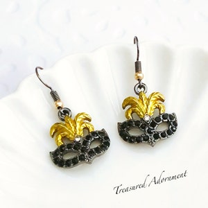 Mascarade Earrings, Mask Earrings, Mixed Metal Earrings, Phantom of the Opera inspired, Musicals, Thank you gift, Holiday gift, Mardi Gras
