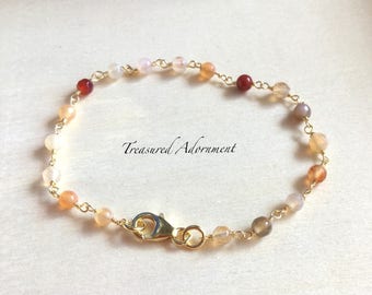 Mexican Fire Opal Bracelet, Gemstone Bracelet, Wire Wrapped Bracelet, Vermeil, Autumn Jewelry, Birthday gift, Xmas gift, Thank you gift