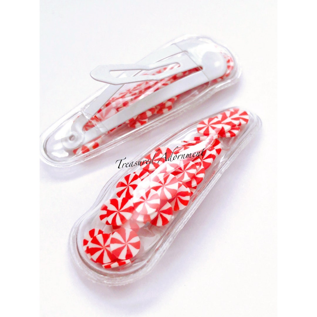 Shaker Snap Clips Peppermint Swirl Shaker Hair Clips Candy Etsy