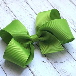 Green Hair Bow, Kiwi Green Hair Bow, 4 inch, 5 inch, Boutique Bow, Baby Headband, Bow Headband, Baby Headband, Hair accessory, Grosgrain bow