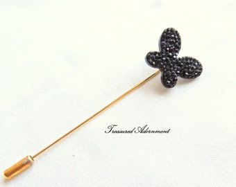 Hijab pin, Butterfly Hijab pin, Black butterfly Pave style Rhinestone, Scarf pin, Shawl pin, Hat pin, Stick pin, lapel pin, Ramadan Eid gift