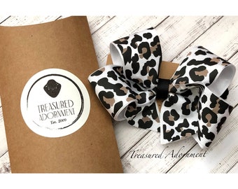 Leopard Haar Strik, 4 inch, 5 inch, Boutique Strik, Baby Hoofdband, Boog Hoofdband, Haar accessoire, Leopard Print Boog, Leopard Hoofdband