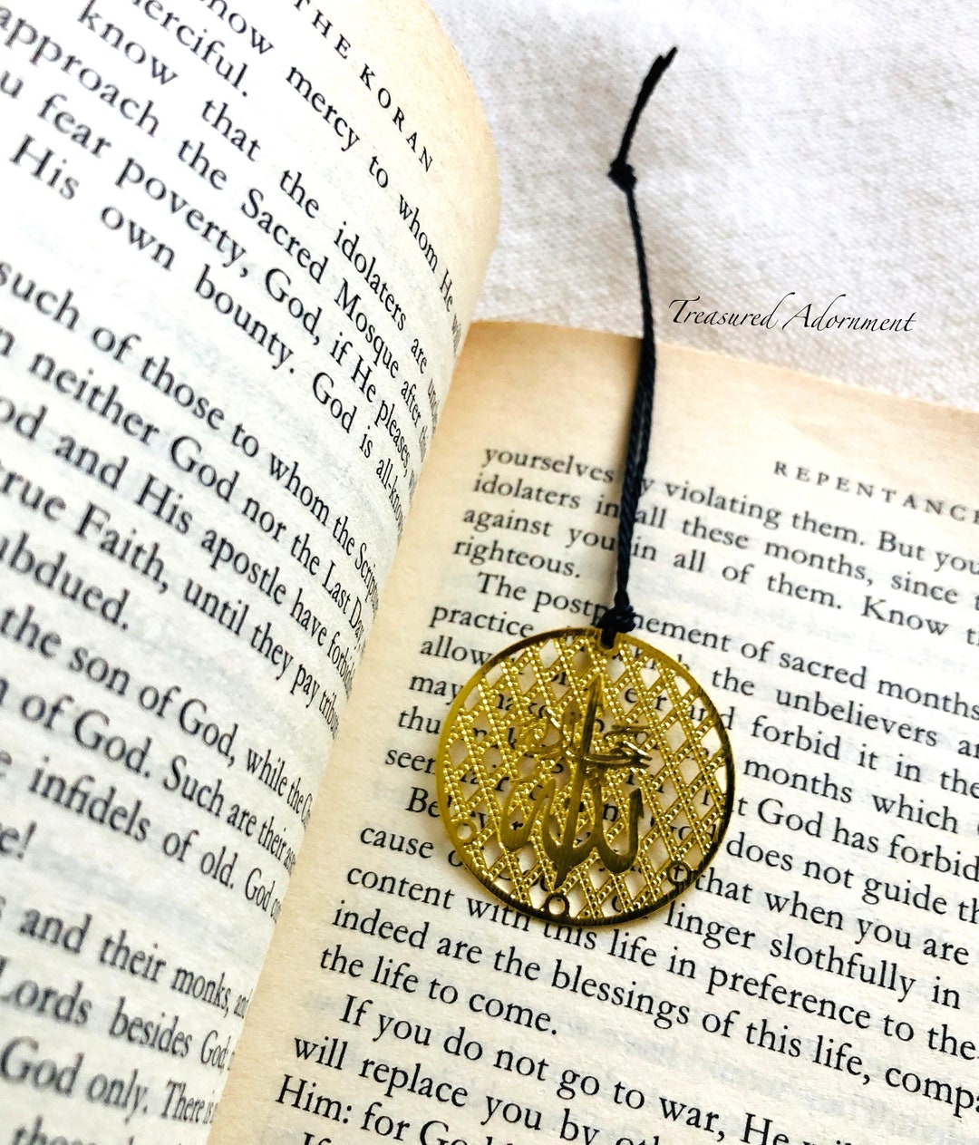 Bookmark, Islamic Bookmark, Allah, Gold Tone Filigree, Metal Bookmark ...