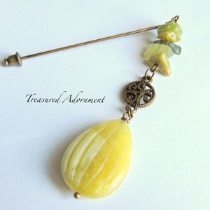 Hijab pin, green Jade Dangle Hijab pin, vintage style Hijab Pin, Shawl Pin, Scarf pin, Holiday gift, gift for teacher, Stick pin Hat pin