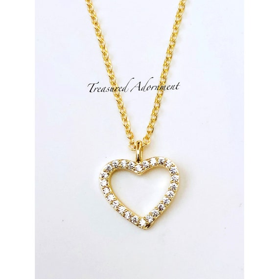 18k Gold Chain Necklace Love Heart Pendant Wedding Engagement Party Jewelry  Gift